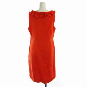 kate spade new york タイトワンピース ひざ丈 ノースリーブ フリル 麻 リネン S 赤 レッド /RO