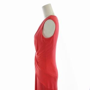 ISSA LONDON ワンピース ドレス ロング ノースリーブ 絹 シルク カシュクールネック UK6 S 赤 レッド