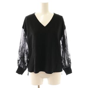 Grace Class 19SS ニット カットソー レース切替 Vネック 長袖 36 S 黒 ブラック
