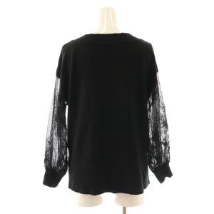 Grace Class 19SS ニット カットソー レース切替 Vネック 長袖 36 S 黒 ブラック