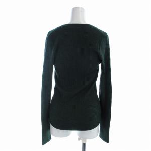 TORY BURCH カーディガン ニット リブ ロゴ金ボタン Vネック 長袖 ダークグリーン