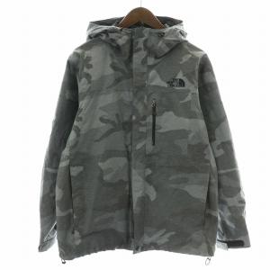 ゼウストリクライメイトジャケット マウンテンパーカー ブルゾン ジップアップ フード ロゴ刺繍 迷彩 カモフラ S グレー