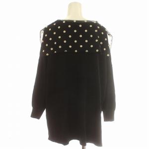 Diagram 21AW ニット 長袖 セーラーカラー ドット チュール リボン 36 S 黒 ブラック