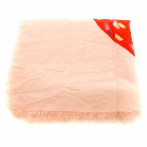 Faliero Sarti ストール ショール 大判 いちご柄 プリント フリンジ シルク コットン ピンク 赤 レッド