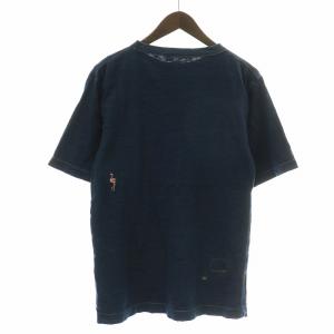 45rpm フラミンゴ刺繍の90845星Tシャツ カットソー クルーネック 半袖 ロゴプリント 紺 ネイビー マルチカラー