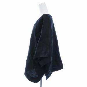 dama collection シャツ ブラウス プルオーバーVネック リネン 七分袖 2 M 黒 ブラック /MM