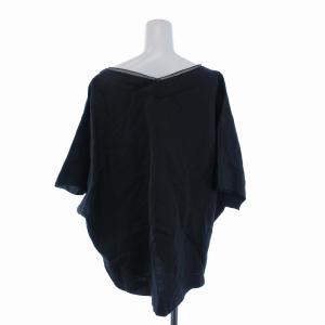 dama collection シャツ ブラウス プルオーバーVネック リネン 七分袖 2 M 黒 ブラック /MM