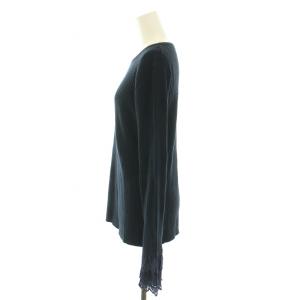 MUVEIL 22AW フラワーリブプルオーバー ニット セーター クルーネック 長袖 ハイゲージ レース フリル パールボタン