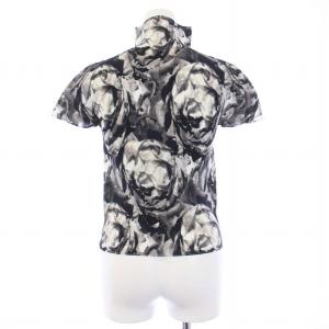 me ISSEY MIYAKE ボトルネックボックスプリーツ カットソー 半袖 総柄 黒 白 ブラック ホワイト MI31FK465 /KH