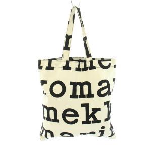 marimekko ヒュオパケルタノロゴ HUOPAKELTANO LOGO トートバッグ キャンバス ロゴプリント 黒 ブラック 白 ホワイト