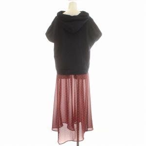 Diagram 19AW ワンピース フード付き ノースリーブ パーカー ロング ハート柄 36 S ネイビー 赤 /G