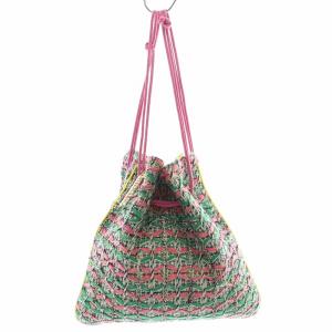 Chesty charmant sac 巾着バッグ ハンドバッグ 刺繍 ロゴ 装飾 ピンク 緑 グリーン