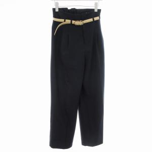 ワイドパンツ ベルト付き スラックス ロング M 紺 ネイビー