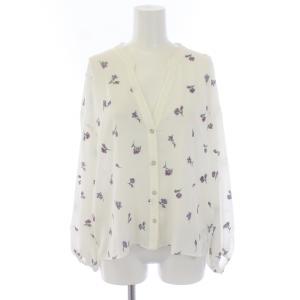 Diagram GRACE CONTINENTAL 18SS 小花刺繍ブラウス シャツ スキッパー シースルー シアー 花柄 総柄 長袖 36 S 白 ホワイト