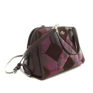 COACH ハンドバッグ ショルダーバッグ 2way 花柄 パッチワーク レザー ロゴチャーム 紫 パープル 36557