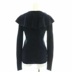 ESTNATION 23AW リブニット カットソー 長袖 ビッグカラー カシミヤ混 F 紺 ネイビー