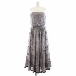 草原の夢のドレス ワンピース マキシ ロング 総柄 コットン 白 ホワイト 紺 ネイビー /AN12