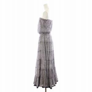 MARIHA 草原の夢のドレス ワンピース マキシ ロング 総柄 コットン 白 ホワイト 紺 ネイビー /AN12