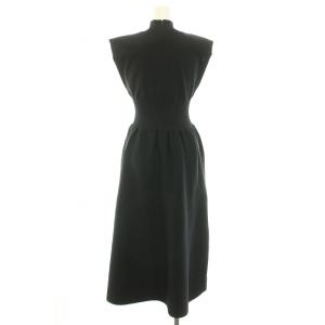 CELFORD 22SS コルセットデザイン ニットワンピース ひざ丈 ノースリーブ ハイネック ハイゲージ 36 S 黒 ブラック