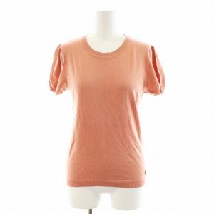 ニット カットソー 半袖 シルク 絹 M ピンク /AN31