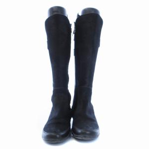 BALLY ハラコ ロングブーツ 起毛 レザー 靴 シューズ US6 23cm 黒 ブラック