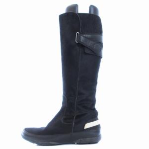 BALLY ハラコ ロングブーツ 起毛 レザー 靴 シューズ US6 23cm 黒 ブラック