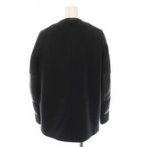 Drawer Pコート ピーコート ショート ウール レザーエルボーパッチ アウター 36 S 黒 ブラック /YM