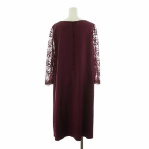 23区 ワンピース オケージョン ミモレ ロング 袖レース Iライン 長袖 大きいサイズ 44 XL 紫 パープル