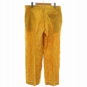INCOTEX ワイドパンツ スラックス ジップフライ 麻 リネン 42 XL 黄色 イエロー