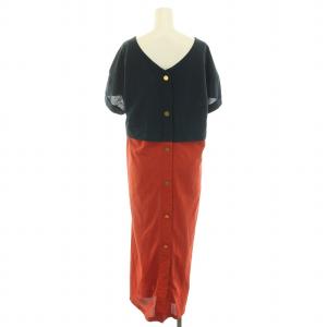Diagram GRACE CONTINENTAL 21AW ルーズカットワンピース ロング Vネック 半袖 バッグボタン 36 S ピンク オレンジ /YT