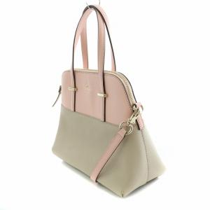 kate spade new york 2WAY ハンドバッグ ショルダーバッグ バイカラー ロゴ プリント レザー 牛革 ピンク グレー