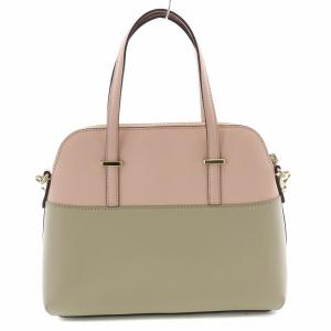 kate spade new york 2WAY ハンドバッグ ショルダーバッグ バイカラー ロゴ プリント レザー 牛革 ピンク グレー