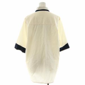 CINOH EX.バイカラーハーフスリーブシャツ ブラウス 7分袖 F アイボリー 紺 ネイビー 22SST504