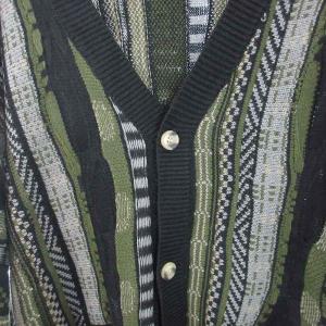 FREAK'S STORE ビックシルエット クージー ニットカーディガン Vネック 総柄 M 緑 グリーン