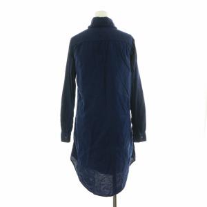 KAPITAL シャツワンピース ひざ丈 Iライン 長袖 XS 紺 ネイビー