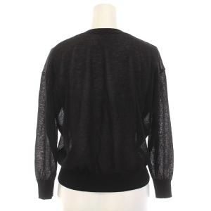 Rirandture 24SS シアー カーディガン ニット シースルー Vネック パールボタン 七分袖 2 M 黒 ブラック