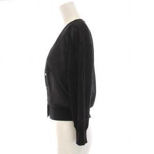 Rirandture 24SS シアー カーディガン ニット シースルー Vネック パールボタン 七分袖 2 M 黒 ブラック