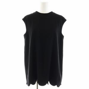 21年製 ヘムスカラップバック ボックスプリーツ シャツ ブラウス ノースリーブ 黒 ブラック /AN21