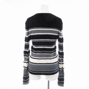 Theory crushed velluto multi stripe po 21AW ニット セーター 長袖 ボーダー S 黒 ブラック