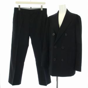 NAPOLI スーツ セットアップ 上下 ダブル テーラードジャケット センターベント パンツ スラックス 42 L 黒 ブラック
