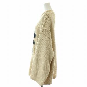 BEAUTY&YOUTH UNITED ARROWS MCMACHAN WOOLEN ニット セーター 長袖 ロールネック モックネック 花 フラワー オーバーサイズ F ベージュ