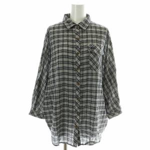 シャツ 長袖 ノバチェック ロゴ刺繍 ドルマンスリーブ 38 M グレー 黒 ブラック 白 ホワイト