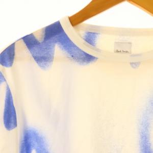 PAUL SMITH Spray Logo プリントＴシャツ カットソー 総柄 半袖 M 白 ホワイト 青 ブルー 113506