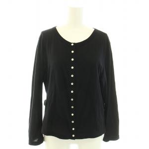 カーディガン ラウンドネック 長袖 薄手 スナップボタン 黒 ブラック /YT