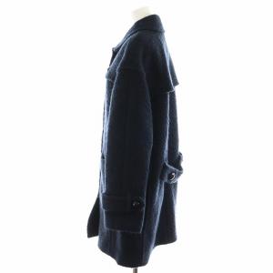 BURBERRY BLUE LABEL ステンカラーコート ロング丈 ボア ウール モヘヤ混 アウター 38 M 紺 ネイビー