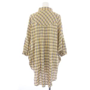 BURBERRY BLUE LABEL シャツ ブラウス 七分袖 チェック柄 ロゴ刺繍 38 S ベージュ E1M84-369-60