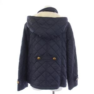 BURBERRY BLUE LABEL キルティングジャケット 中綿ジャケット ジップアップ フード 裏地チェック 40 M 紺 ネイビー E1F10-855-29