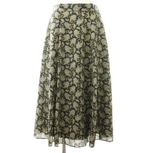 23区 22AW フレアスカート ロング ミモレ ペイズリー柄 38 M 黒 ブラック