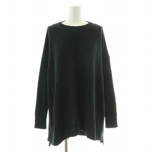 OPUS ARTHUR リブニット セーター 長袖 チュニック丈 クルーネック 切替 38 M 黒 ブラック