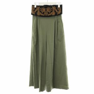 LOKITHO EMBROIDRED BELT PANTS ワイドパンツ 刺繍 ベルト付き 1 S カーキ /AN23